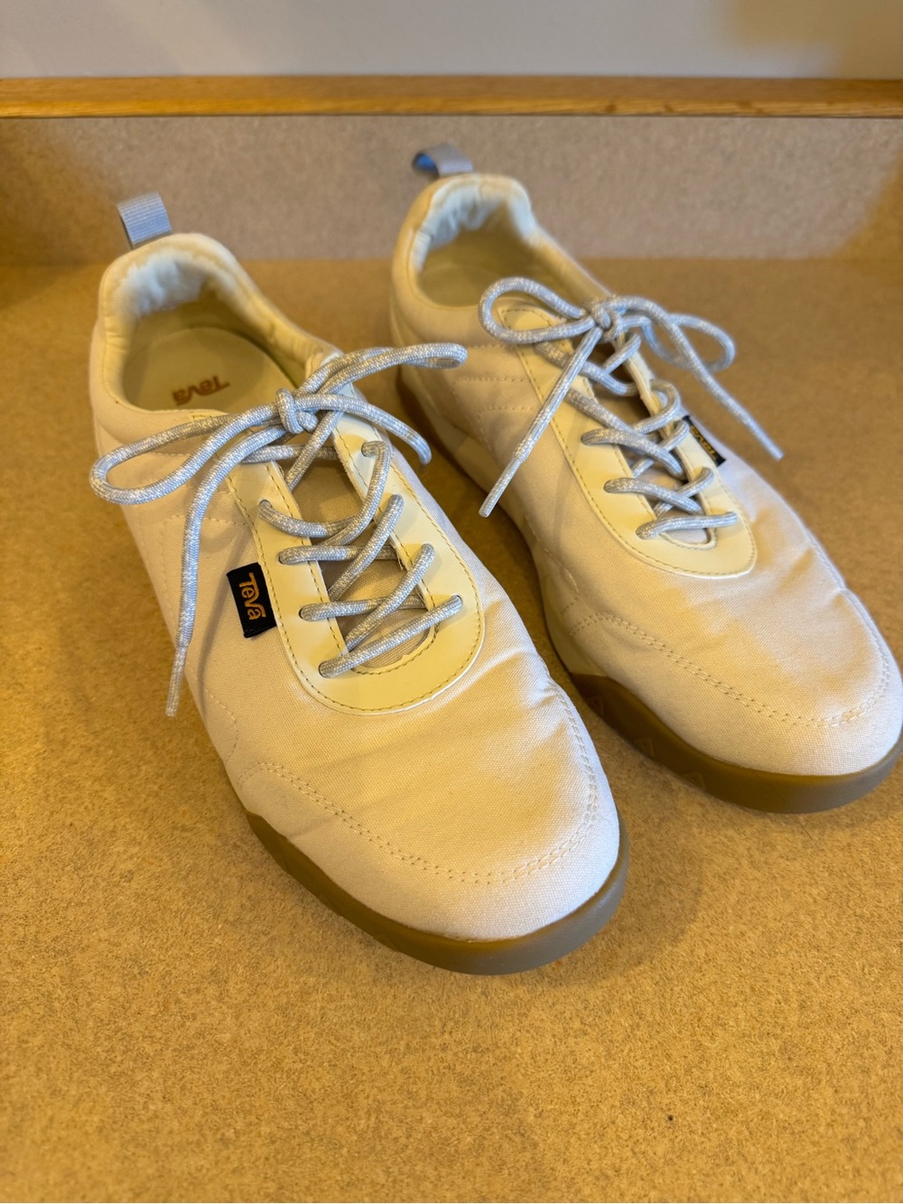 Teva Cream Canvas Lace-Up Shoes